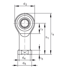 桿端軸承 GIKSR18-PS, 根據(jù) DIN ISO 12 240-4 標(biāo)準(zhǔn)，特種鋼材料，帶右旋內(nèi)螺紋，免維護(hù)