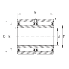 滾針軸承 NAO30X45X26-ZW-ASR1, 無擋邊，雙列