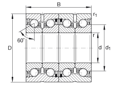 推力角接觸球軸承 ZKLN4075-2RS-2AP, 配對，雙向，兩側(cè)唇密封