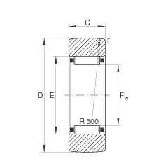 支撐型滾輪 RSTO50, 無(wú)軸向引導(dǎo)，外圈無(wú)擋邊