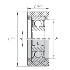 滾輪 KLRZ12X41X16-2RSR, 帶塑料箍，兩側密封