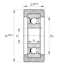 滾輪 KLRZ10X30X10-2Z, 帶塑料箍，兩側(cè)密封