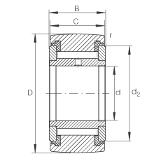 支撐型滾輪 NATV30-PP, 滿裝滾針，軸向引導(dǎo)，兩側(cè)用推力滑動(dòng)墊圈