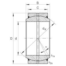 關(guān)節(jié)軸承 GE35-DO-2RS, 根據(jù) DIN ISO 12 240-1 標(biāo)準(zhǔn), 需維護(hù)，兩側(cè)唇密封