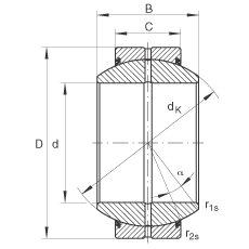 關(guān)節(jié)軸承 GE280-FO-2RS, 根據(jù) DIN ISO 12 240-1 標(biāo)準(zhǔn), 需維護(hù)，兩側(cè)唇密封