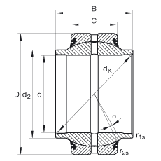 關(guān)節(jié)軸承 GE80-HO-2RS, 根據(jù) DIN ISO 12 240-1 標準, 需維護，兩側(cè)唇密封