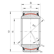 關(guān)節(jié)軸承 GE30-UK-2RS, 根據(jù) DIN ISO 12 240-1 標(biāo)準(zhǔn), 免維護(hù)，兩側(cè)唇密封