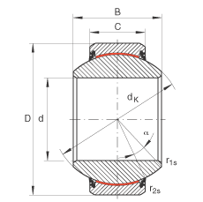 關(guān)節(jié)軸承 GE110-FW-2RS, 根據(jù) DIN ISO 12 240-1 標(biāo)準(zhǔn), 免維護(hù)，兩側(cè)唇密封