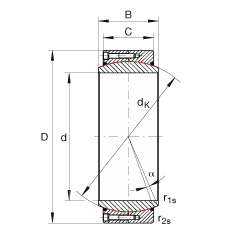大的關(guān)節(jié)軸承 GE340-DW-2RS2, 根據(jù) DIN ISO 12 240-1 標(biāo)準(zhǔn), 免維護(hù)，兩側(cè)密封