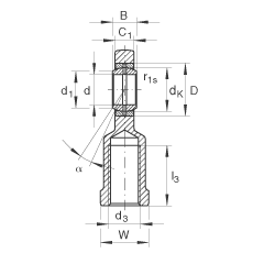 桿端軸承 GIL25-DO, 根據(jù) DIN ISO 12 240-4 標(biāo)準(zhǔn)，帶左旋內(nèi)螺紋，需維護