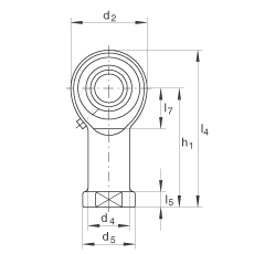 桿端軸承 GIKL10-PB, 根據(jù) DIN ISO 12 240-4 標(biāo)準(zhǔn)，帶左旋內(nèi)螺紋，需維護(hù)
