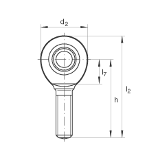桿端軸承 GAL70-UK-2RS, 根據(jù) DIN ISO 12 240-4 標(biāo)準(zhǔn)，帶左旋外螺紋，免維護(hù)，兩側(cè)唇密封