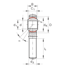 桿端軸承 GAKR22-PW, 根據(jù) DIN ISO 12 240-4 標準，帶右旋外螺紋，需維護