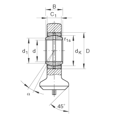 液壓桿端軸承 GK30-DO, 根據(jù) DIN ISO 12 240 標(biāo)準(zhǔn)，帶焊接面，需維護(hù)