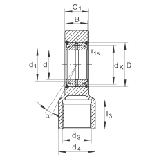 液壓桿端軸承 GIHRK60-DO, 根據(jù) DIN ISO 12 240-4 標(biāo)準(zhǔn)，帶右旋螺紋夾緊裝置，需維護(hù)