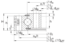四點(diǎn)接觸球軸承 VU200405, 無齒，兩側(cè)唇密封