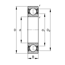 深溝球軸承 62310-2RSR, 根據(jù) DIN 625-1 標(biāo)準(zhǔn)的主要尺寸, 兩側(cè)唇密封