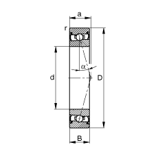 主軸軸承 HSS71915-C-T-P4S, 調(diào)節(jié)，成對安裝，接觸角 α = 15°，兩側(cè)唇密封，非接觸，加嚴(yán)公差