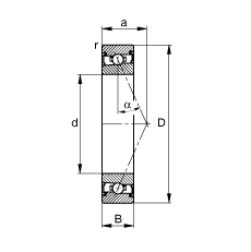 主軸軸承 HSS7003-E-T-P4S, 調(diào)節(jié)，成對安裝，接觸角 α = 25°，兩側(cè)唇密封，非接觸，限制公差