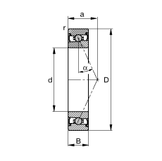 主軸軸承 HCS7005-E-T-P4S, 調(diào)節(jié)，成對或單元安裝，接觸角 α = 25°，兩側(cè)唇密封，非接觸，限制公差