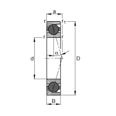 主軸軸承 HCB7019-C-T-P4S, 調(diào)節(jié)，成對或單元安裝，接觸角 α = 15°，陶瓷球，限制公差