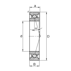 主軸軸承 HS71904-C-T-P4S, 調(diào)節(jié)，成對安裝，接觸角 α = 15°，限制公差