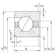 薄截面軸承 CSEB040, 角接觸球軸承，類(lèi)型E，運(yùn)行溫度 -54°C 到 +120°C