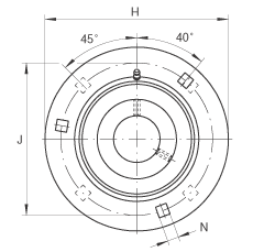 軸承座單元 GRRY25-VA, 帶三個(gè)/四個(gè)螺栓孔的法蘭的軸承座單元，沖壓鋼板，內(nèi)圈帶平頭螺釘，R 型密封， 耐腐蝕保護(hù)