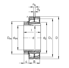 調心滾子軸承 22326-E1-K + H2326, 根據(jù) DIN 635-2 標準的主要尺寸, 帶錐孔和緊定套